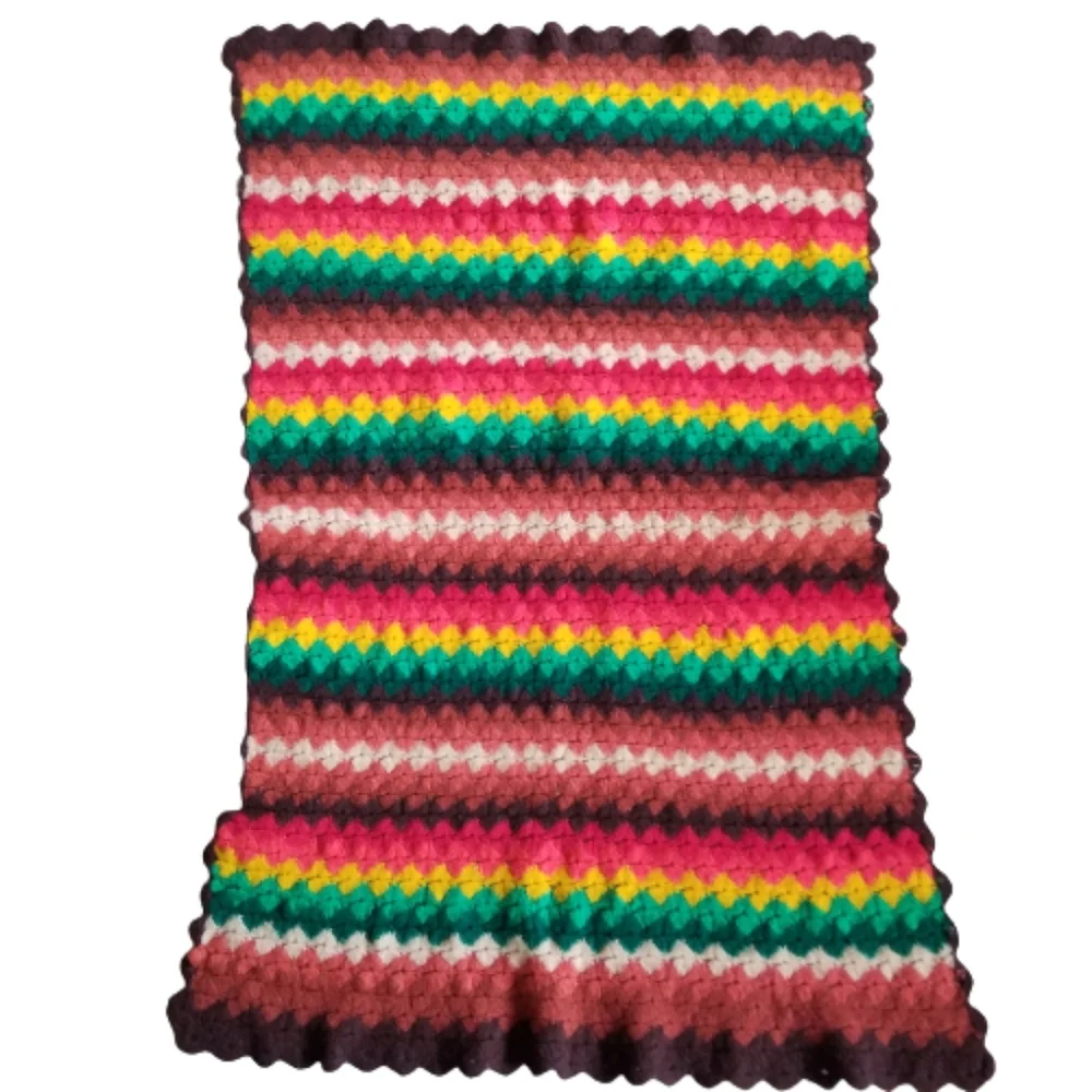 Vintage Boho Granny Handmade Afghan Yarn‎ Weave Crochet Rectangle Throw Blanket